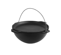 Котел азиатский Smoke House чугунный на 10 л с крышкой-сковородой.