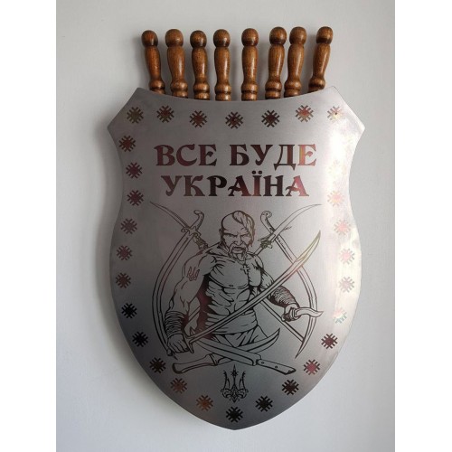 Щит з нержавійки BORO з лазерним гравіюванням + 8 шампурів