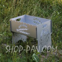 Мангал SHOP-PAN розбірний фарбований (сірий) з індивідуальною гравіюванням на 8 шампурів