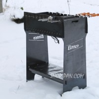 Мангал разборный высокий со встроенной шашлычницей и мотором на 10 шампуров.