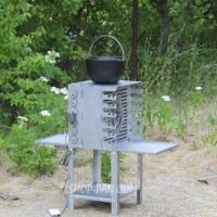 Вертикальный эко мангал SHOP-PAN со встроенной шашлычницей и мотором.