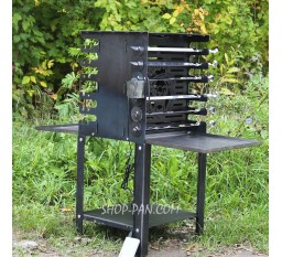 Вертикальный эко мангал SHOP-PAN со встроенной шашлычницей и мотором на ножках