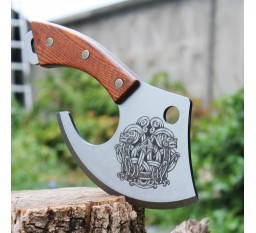 Нож-топор кухонный для ребер из стали 65-г с гравировкой №2