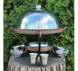 Садж для мяса Mzavod 36см Греческий с 3 соусницами и 6 рюмками