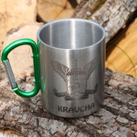 Чашка 250 мл с карабином и гравировкой.